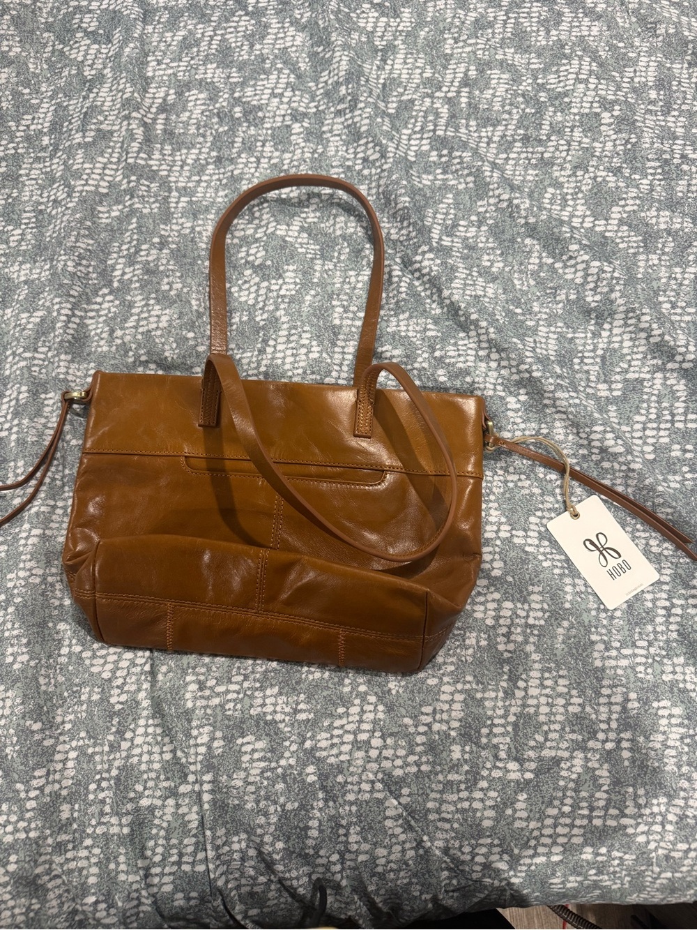 HOBO Cognac Brown Leather Shoulder Tote with Dual Handles